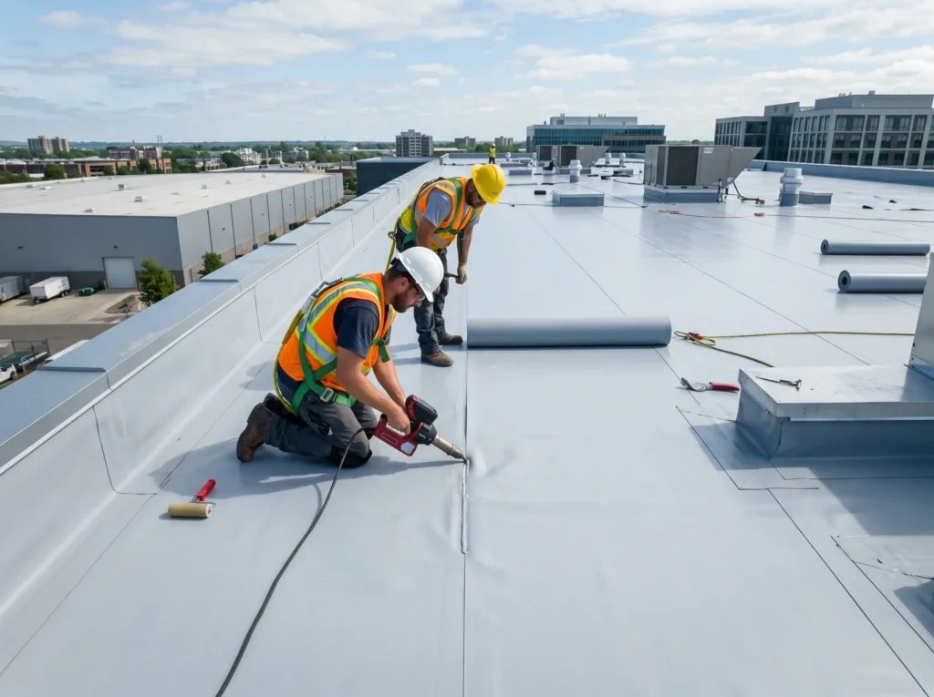 Low-slope commercial flat roof serviced in the St. Louis metro