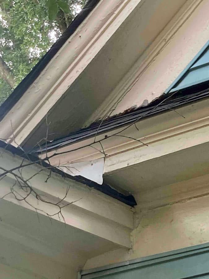 Seamless gutter installed along a fascia board in Fenton, MO, roofed by John Beal Roofing